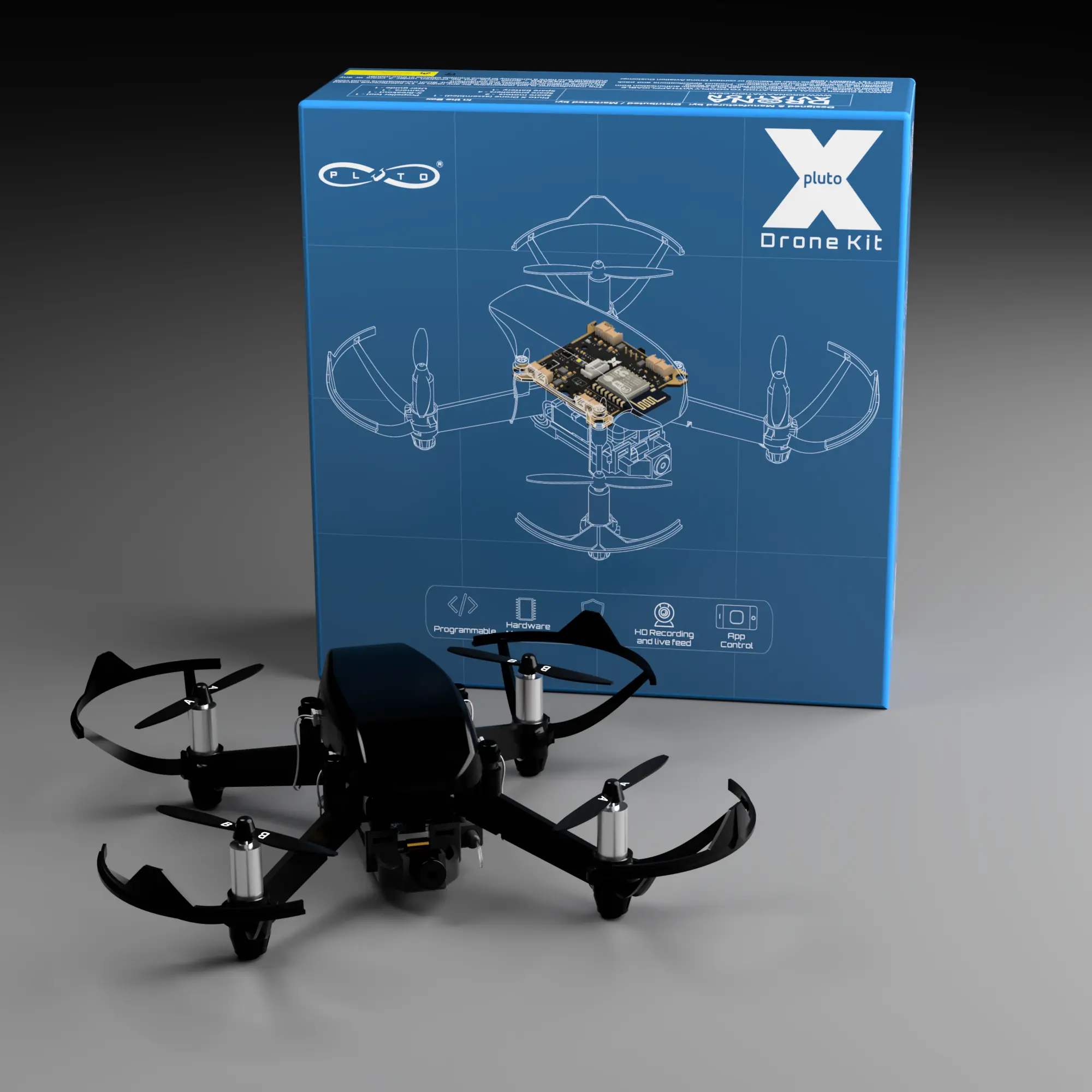 Drona Aviation Pluto X Advanced Programmable Nano-Drone Kit with Camera