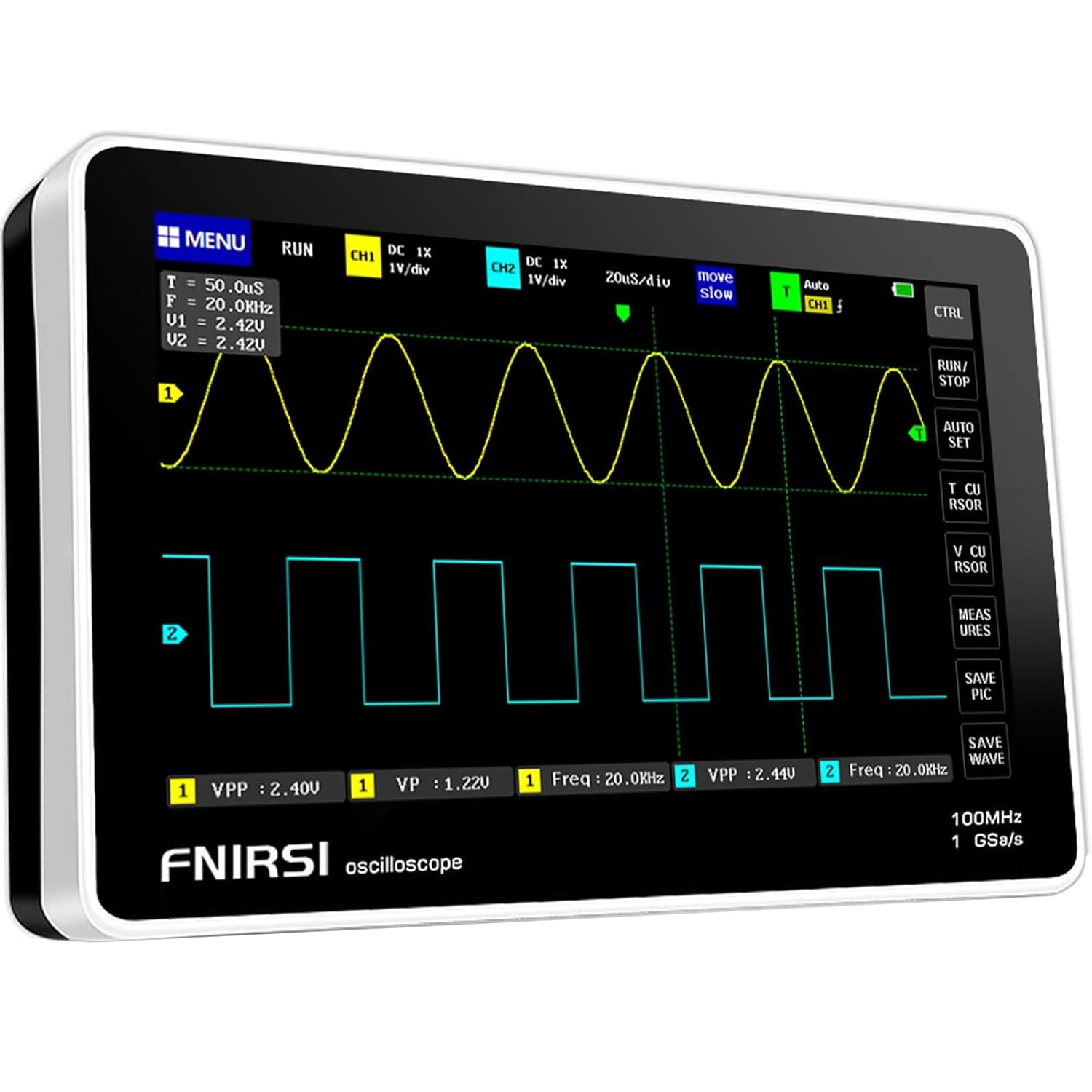 FNIRSI 1013D Tablet Dual-Channel 100 MHz Oscilloscope