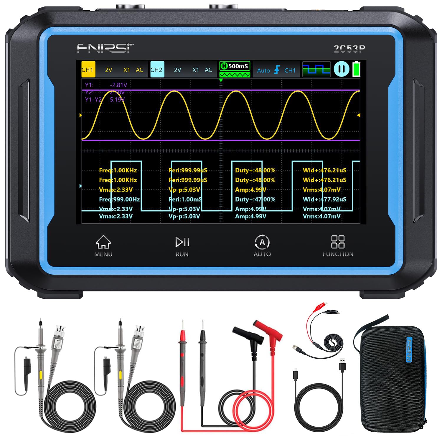 FNIRSI 2C53P 3-in-1 Dual-Channel Tablet Oscilloscope