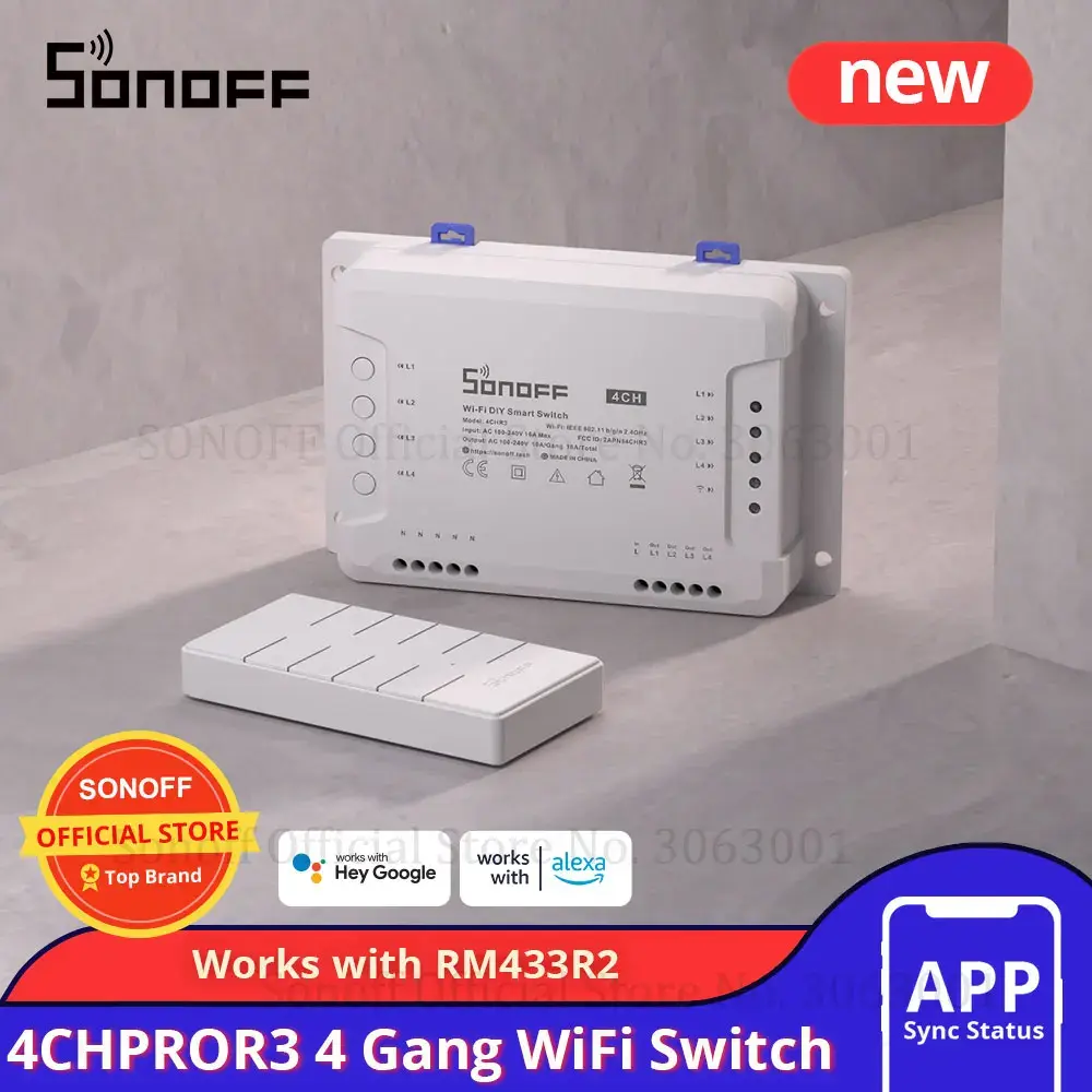 SONOFF 4CHPROR3 4-Gang Wi-Fi Smart Switch with RF