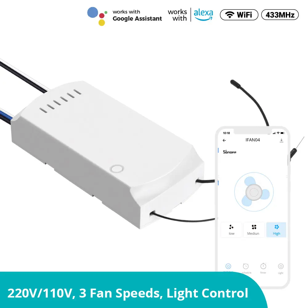 SONOFF iFan04-H Wi-Fi Ceiling Fan and Light Controller